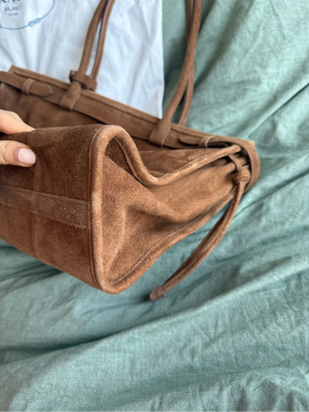 Prada Brown Bonnie Large Suede Handbag